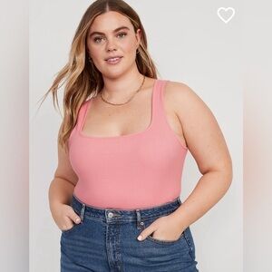 Old Navy Women’s Cropped Tank Top 2X Pink Ribbed Knit Cotton Contemporary